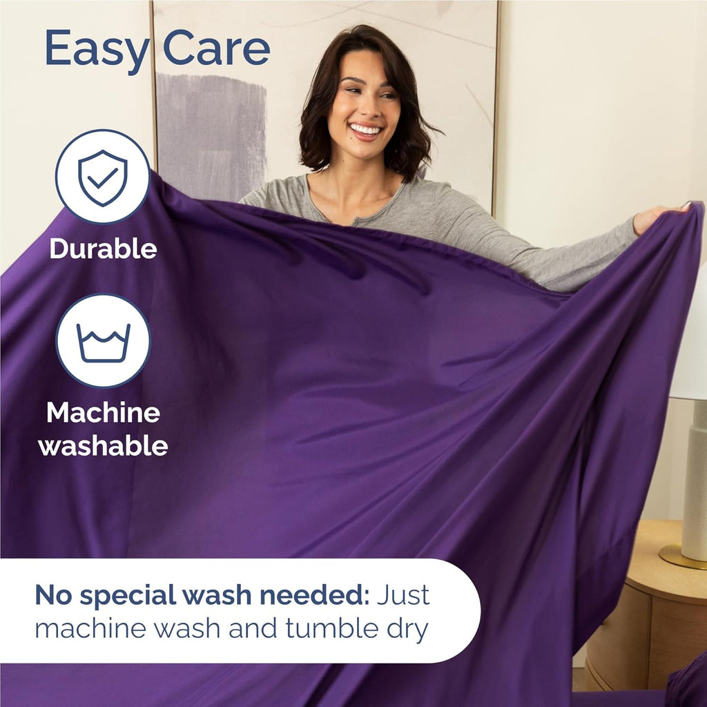 Skiennix Full Size 4-Piece Sheet Set - Comfy Cooling Bed Sheets - Ultra-Soft & Wrinkle-Free - Deep Pockets - Purple