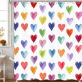 Yellawn Valentine's Day Shower Curtain, Cute Blue Red Heart Valentines Shower Curtains for Bathroom, Unique Design Romantic Aesthetic Fabric Bath Decor 72 x72 Inch