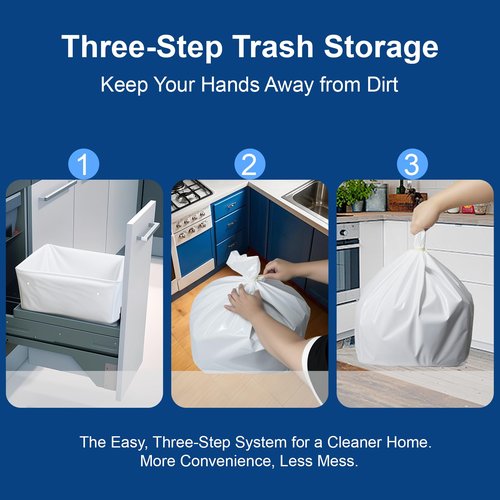 20 Count Trash Compactor Bags,Fits 15 Inch Rectangular Drawer Compactors, White Heavy Duty Compressed For Home Office Kitchen Bathroom Bedroom Pets Livingroom, 15 Gallon Capacity