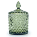 YILUSHENGHUA Colorful Glass Jar With Lid,Candy Cookie Jars,Jewelry Box,Christmas Decorative Jar(Olive Green)