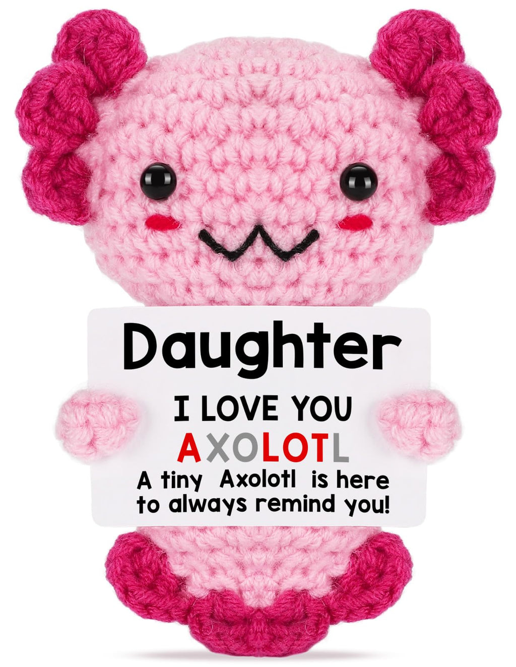 Weming Daughter Gifts from Mom Dad, Crochet Axolotl Gifts from Mother Father, Best for Birthday, Mother's Day, Christmas Stocking Stuffers, Easter Essentials & Valentines, Graduation