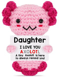 Weming Daughter Gifts from Mom Dad, Crochet Axolotl Gifts from Mother Father, Best for Birthday, Mother's Day, Christmas Stocking Stuffers, Easter Essentials & Valentines, Graduation