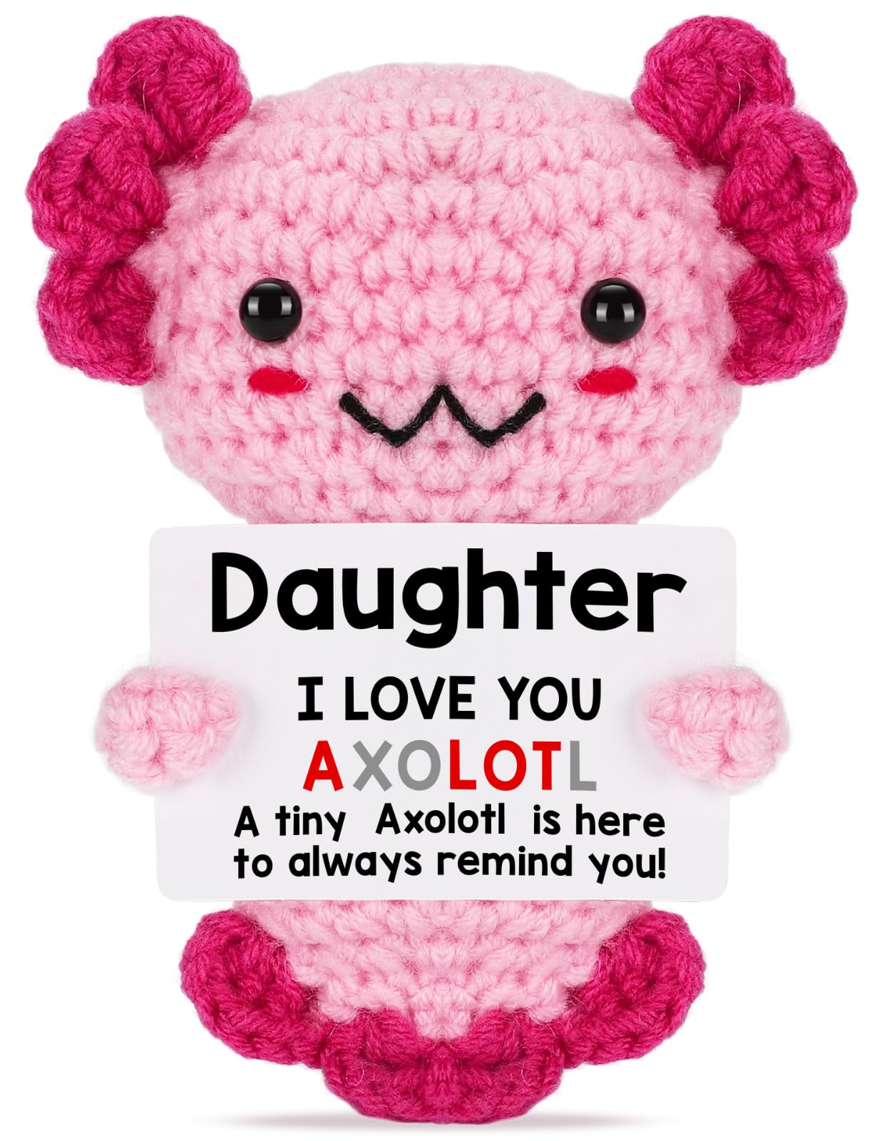 Weming Daughter Gifts from Mom Dad, Crochet Axolotl Gifts from Mother Father, Best for Birthday, Mother's Day, Christmas Stocking Stuffers, Easter Essentials & Valentines, Graduation
