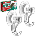 KORCCI Suction Cup Hooks - Heavy-Duty 10 LB Load, No Trace & Reusable | Clear for Bathroom & Kitchen - 2 Pack