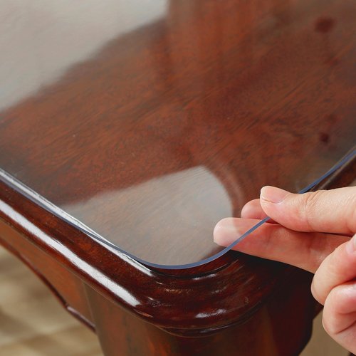 OstepDecor Clear Table Protector 42 x 90 Inch, 2mm Thick Plastic Table Cover, Waterproof PVC Clear Table Cover Protector, Desk Protector Mat, Writing Desk Pad for Desktop, Coffee & Dining Room Table