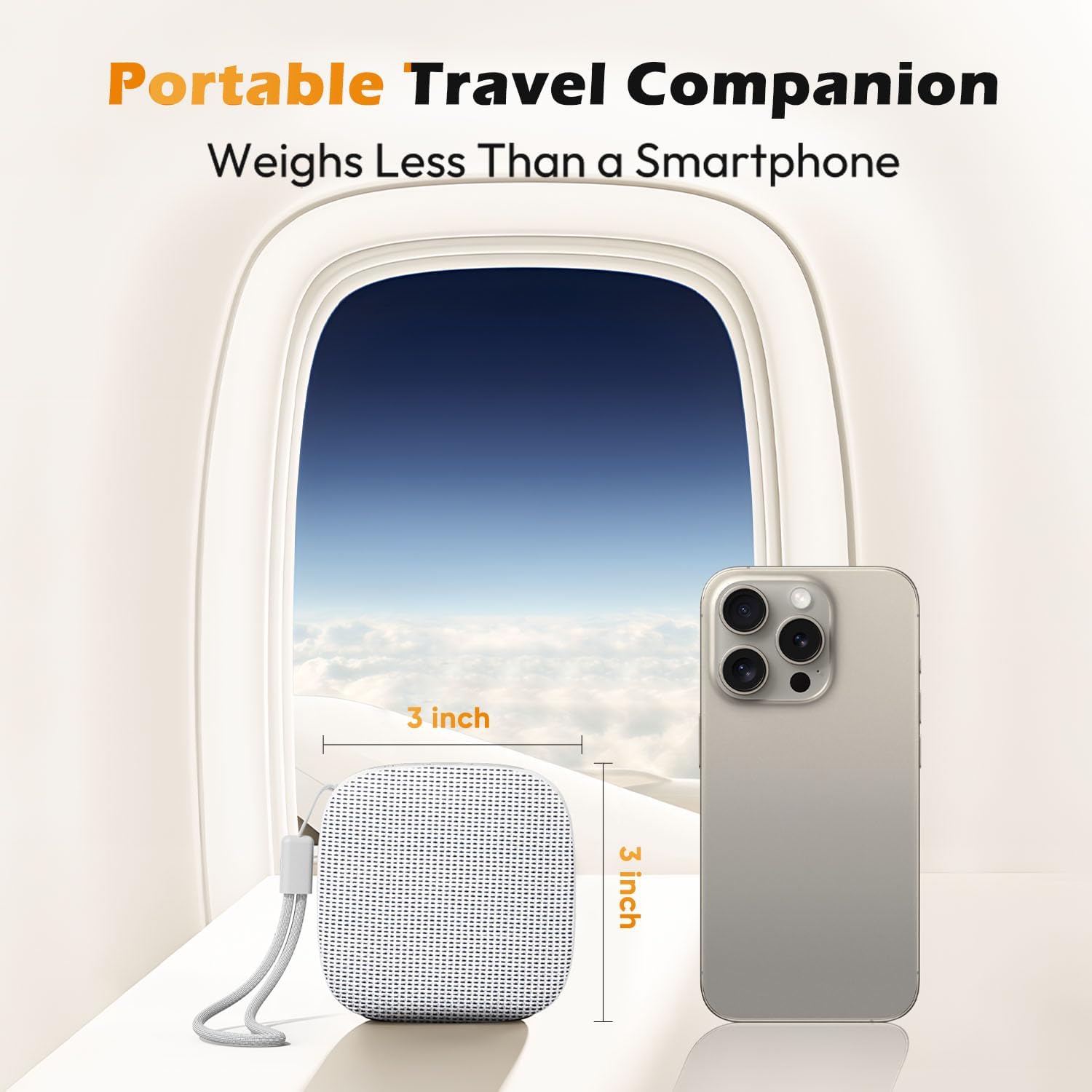 Skiennix Portable Sound Machine - 52-Hour Lasting White Noise Device with 21 Non-Looping Sounds | Ideal for Travel & Sleep (White)