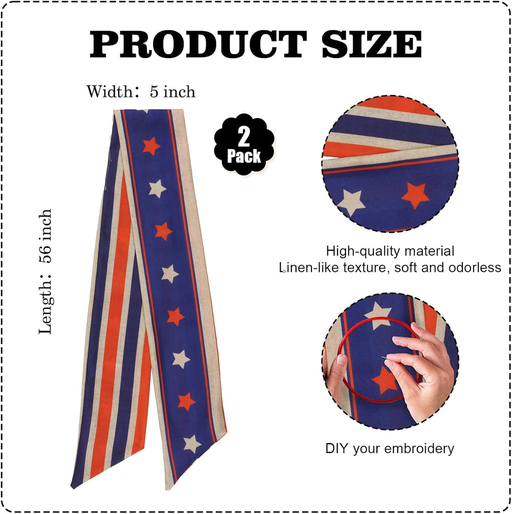 YKW Patriotic Wreath Sash - Premium Multi-Layer Red, White & Blue Ribbon | 5" W x 56" L for 4th of July Decor
