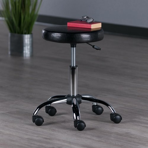 Winsome Wood Clark Round Cushion Swivel Stool with Adjustable Height