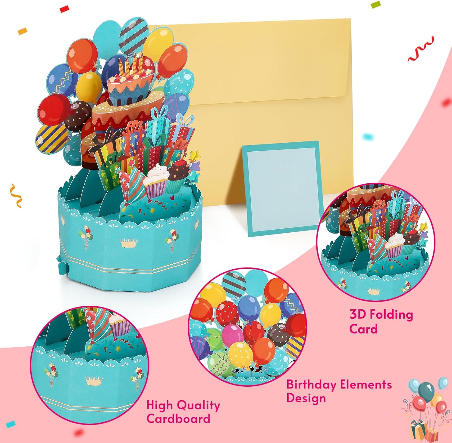 Soleebee 3D Pop-Up Birthday Card - Happy Birthday Greeting Card for Him/Her with Envelope