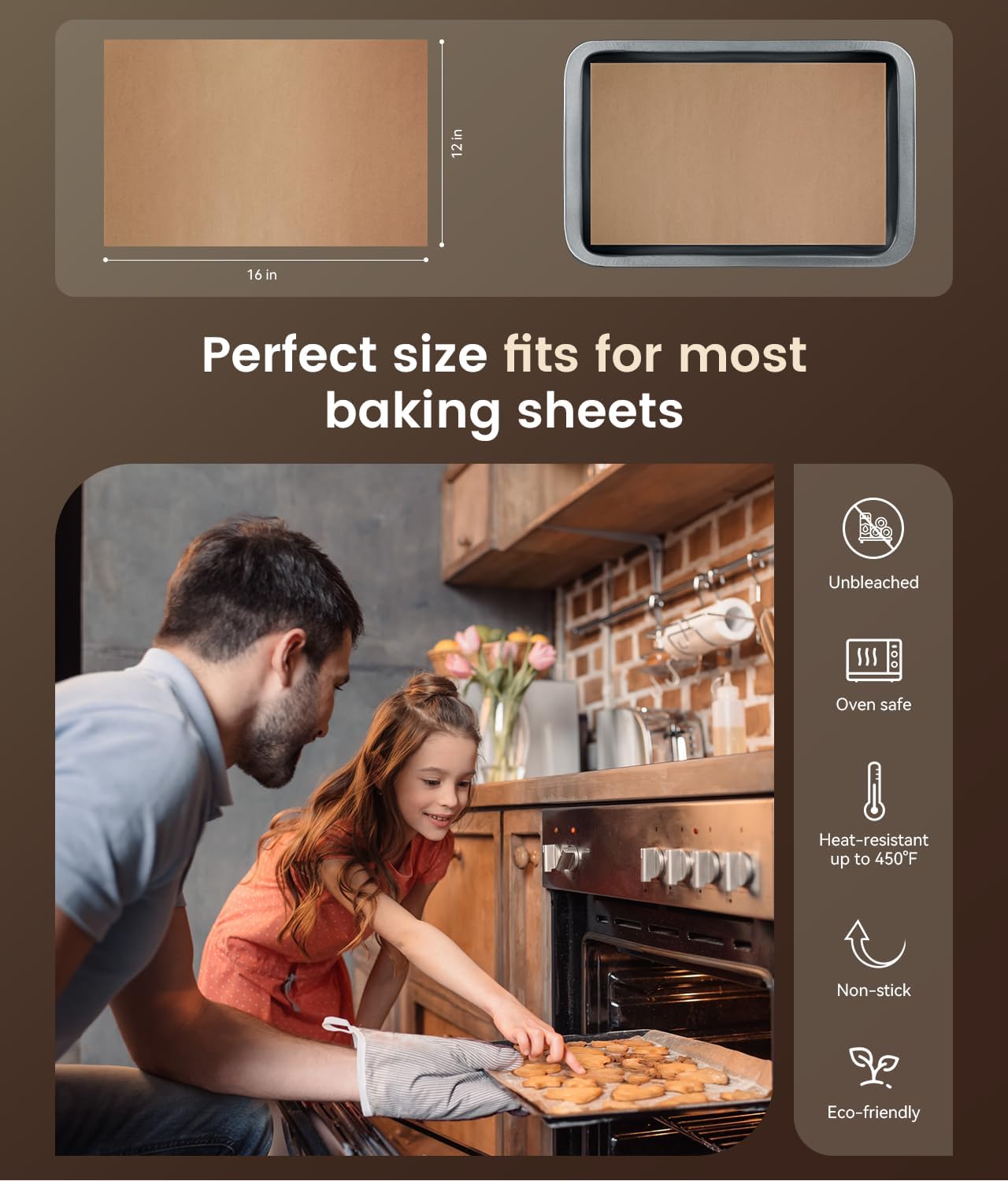 Skiennix Parchment Paper Sheets - 300 Non-Stick Baking Liners, 12x16 Inches for Oven & Air Fryer