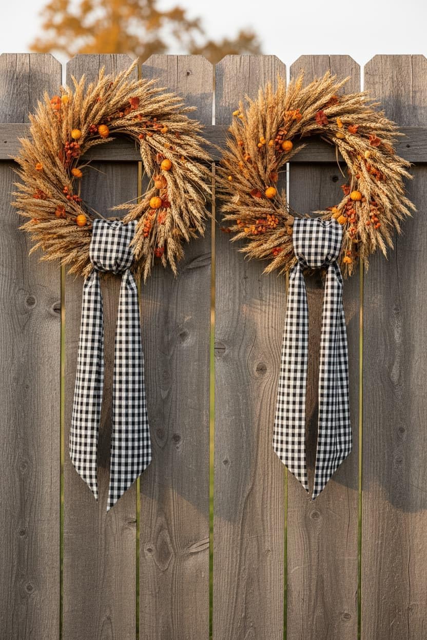 Skiennix Wreath Sash - Elegant Black White Checkered Plaid Bow Ribbon for Year-Round Home Decor (5.12" x 54.33")