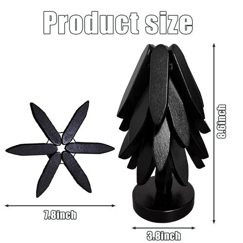 Wooden Trivets for Hot Dishes, Tree Shape Trivet Set, 4 Walnut Wood + 1 Stand stored Like a Christmas Tree,Foldable Kitchen Wooden Trivet,for Hot Dishes、Pot、Bowl、Teapot、Hot Pot Holder (Black)