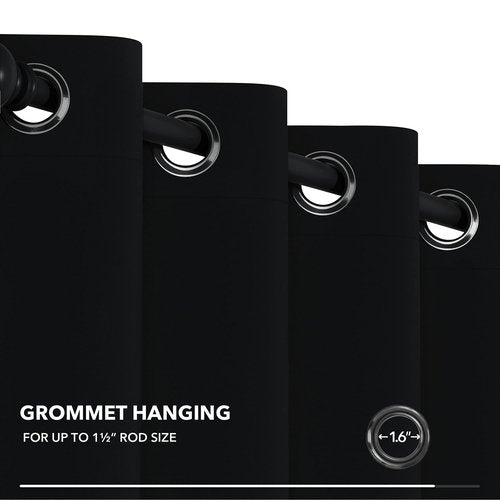 Deconovo Blackout Curtains Grommet, Thermal Drapes Room Darkening for Bedroom & Living Room, Machine Washable, (80" W x 84" L, Pack of 1, Black)