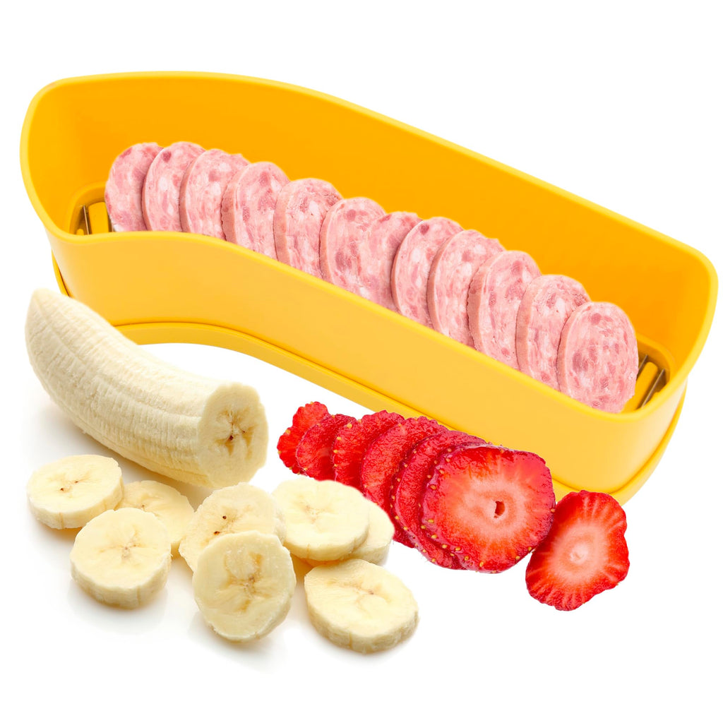 Extra Large Fruit Slicer Banana Cutter, Strawberry Slicer, Cucumber, Speed for Egg Cheese Butter Cutter Hot Dog Grape, Strawberry Cutter kitchen(Yellow)