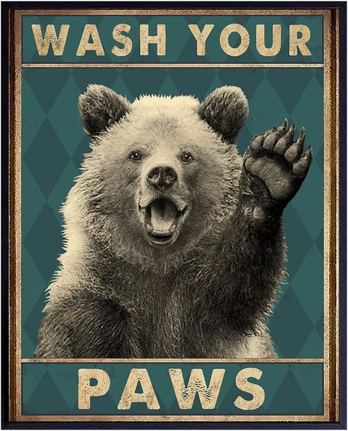Kids Bathroom Wall Art by Bear | Funny Restroom Sign & Decor | 8x10 Unframed Print