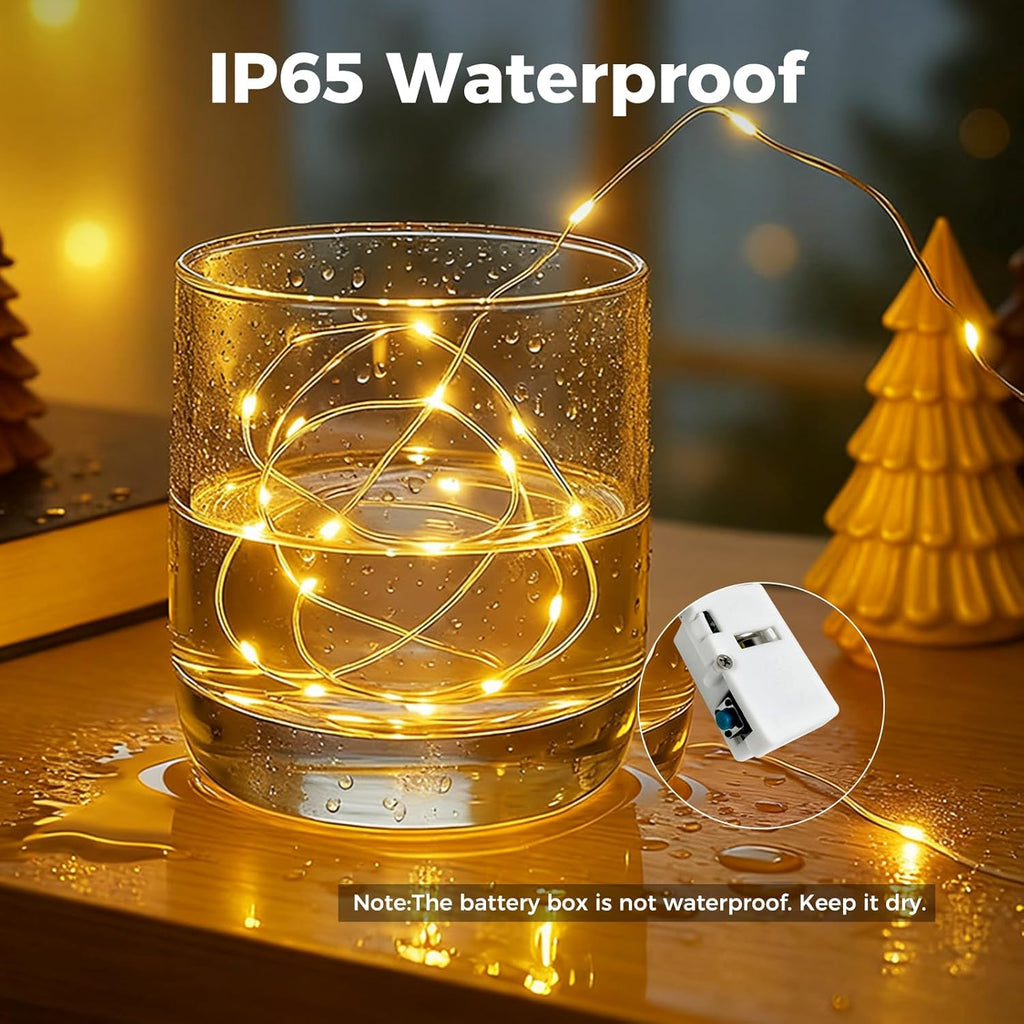 Skiennix 24 Pack Fairy Lights - Battery Operated Mini String Lights with Timer | 7ft Warm White Twinkle Lights for Weddings & Parties
