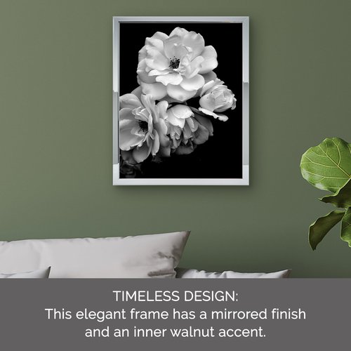 Mikasa Mirror Front with Walnut Sides Portrait Gallery Frame, Displays one 11x14 Photo With Mat and One 16x20 Photo Without Mat, 21.2x17.2x0.9 Inch