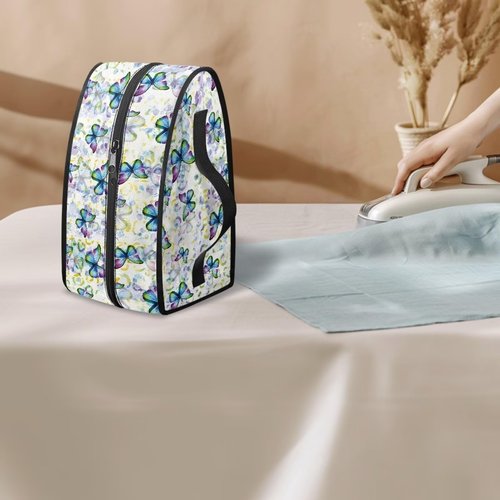 Rchsmod Butterfly Print Steam Iron Case Portable Travel Steamer Carrier Bag with Handle Handheld Iron Storage Case Iron Accessories, Case Only