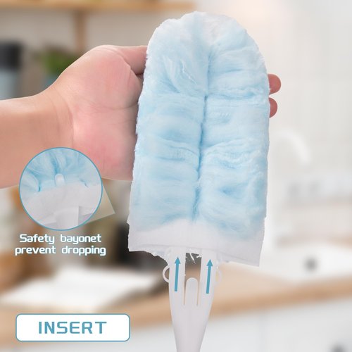 40 Count Duster Refills Compatible with Swiffer Dusters, 360° Heavy Duty Duster Refills with 2 Handle for Cleaning Furniture, Blinds, Ceiling Fans
