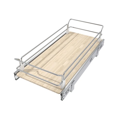 Pull Out Cabinet Organizer 11" W X 22" D, Slide Out Drawers For Kitchen Organizers and Storage, Pull Out Drawers For Cabinets Capacity Heavy Duty Caddy, Cabinet Shelves Wood Chrome, Pantry Storage