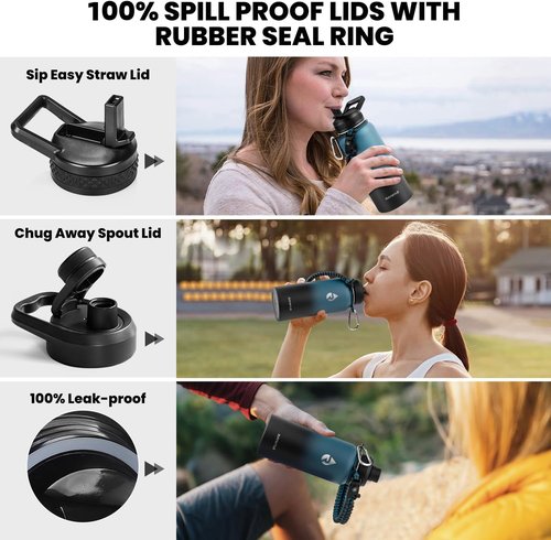 Hydro Flask Insulated Water Bottle - 32 Oz Triple Wall Vacuum Stainless Steel | Keeps Drinks Cold for 48 Hrs & Hot for 24 Hrs