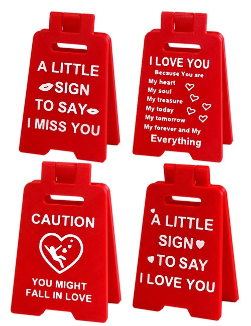 3D Mini Sign Valentine's Decoration Anniversary Present, Romantic Red A Little Sign To Say I Love You Sign Plaque Perfect Gifts for Her Wife Girlfriend Valentines Anniversary Wedding