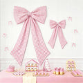 Silly Goose Pink Checkered Bow Decor | 2-Pack Large & Small for Coquette Room Backdrop