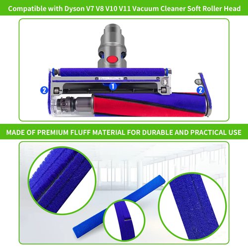 tuvisin Soft Plush Strip Replacement Compatible with V6 V7 V8 V10 V11 Soft Roller Cleaner Head, Bottom Strip/Felt Strip Replacement Parts