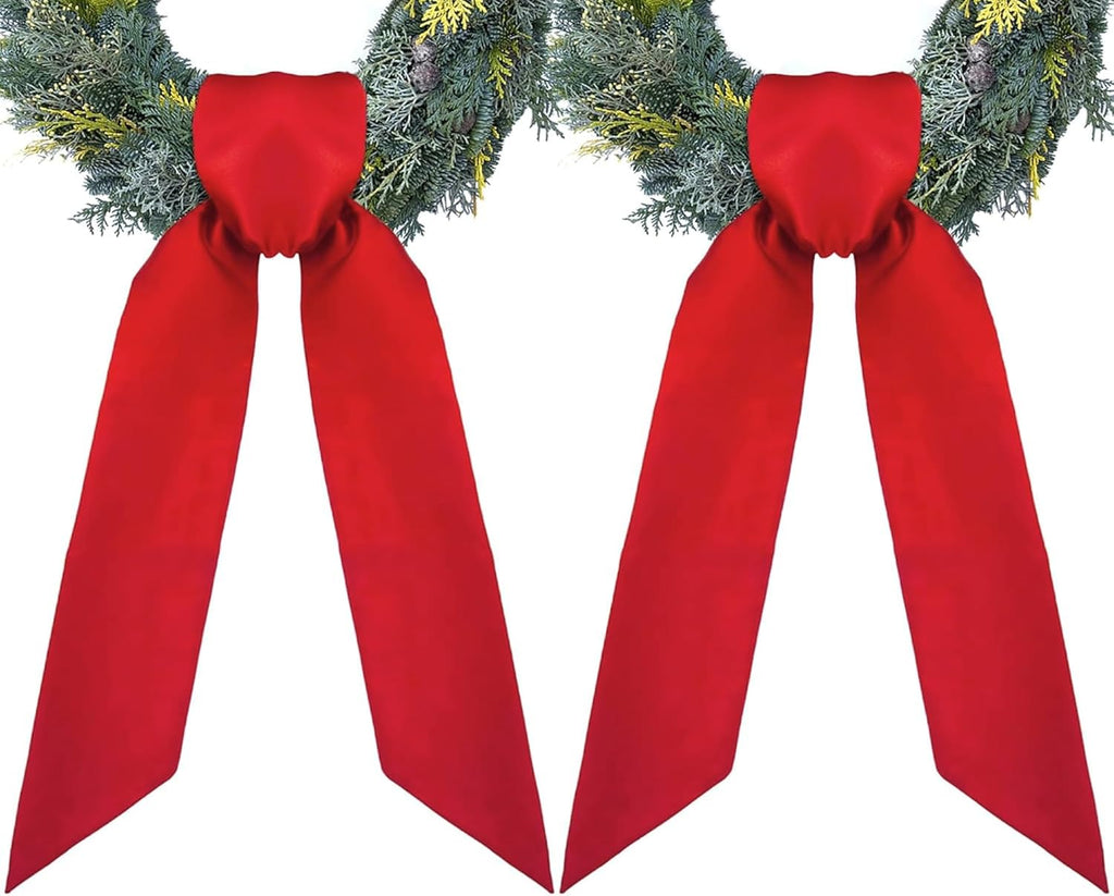 RunNico Front Door Wreath Blank Sash - Red 3.3" W x 52.8" L for Christmas & Halloween Decor