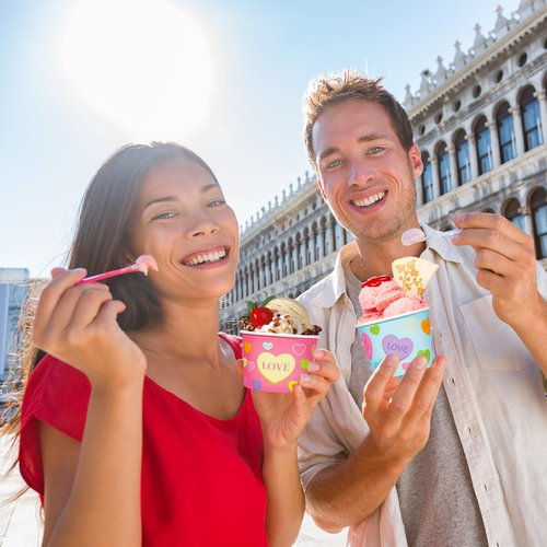 HOWAF 24pcs Valentine's Day Conversation Hearts Party Supplies Ice Cream Bowls,Candy Heart Disposable Treat Snack Cups for Sundae Hot or Cold Food Paper Party Cup 8 oz Paper Dessert Bowls
