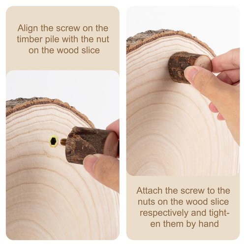 Ruizhihu Wood Cake Stand, 10-11 Inch Wood Slice With Legs, Rustic Slice Cake Stand, for Wedding Table Centerpieces, Woodlandthemed Parties, Event, Birthday Party