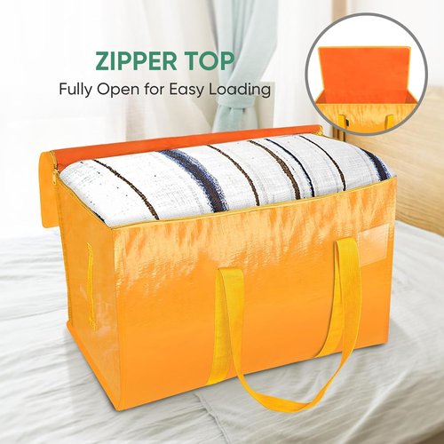 BALEINE 8-Pack Heavy-Duty Moving Bags - Oversized Storage Totes with Reinforced Handles (Light Yellow)