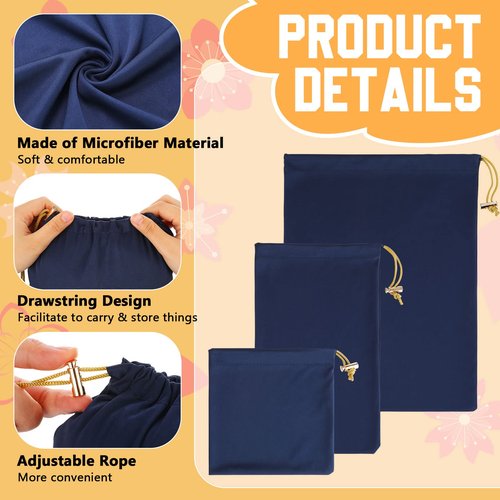 Nuogo 30 Pcs Adult Game Toy Storage Bags 3 Sizes Microfiber Drawstring Bag Adjustable Toys Organizer Foldable Ditty Bag Pouch for Jewelry Cosmetic(Blue)