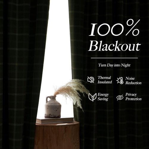 NICETOWN Blackout Curtains - 100% Thermal Insulated Room Darkening Drapes | Olive Green, 52" W x 84" L, 2 Panels