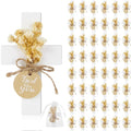 Flutesan 48 Sets Baptism Favors for Guests First Communion Wooden Cross Fridge Magnets with Flower and Bag, Christian Souvenirs Gift for Party Decoration, Baby Shower, Kitchen Decor (Classic,White)