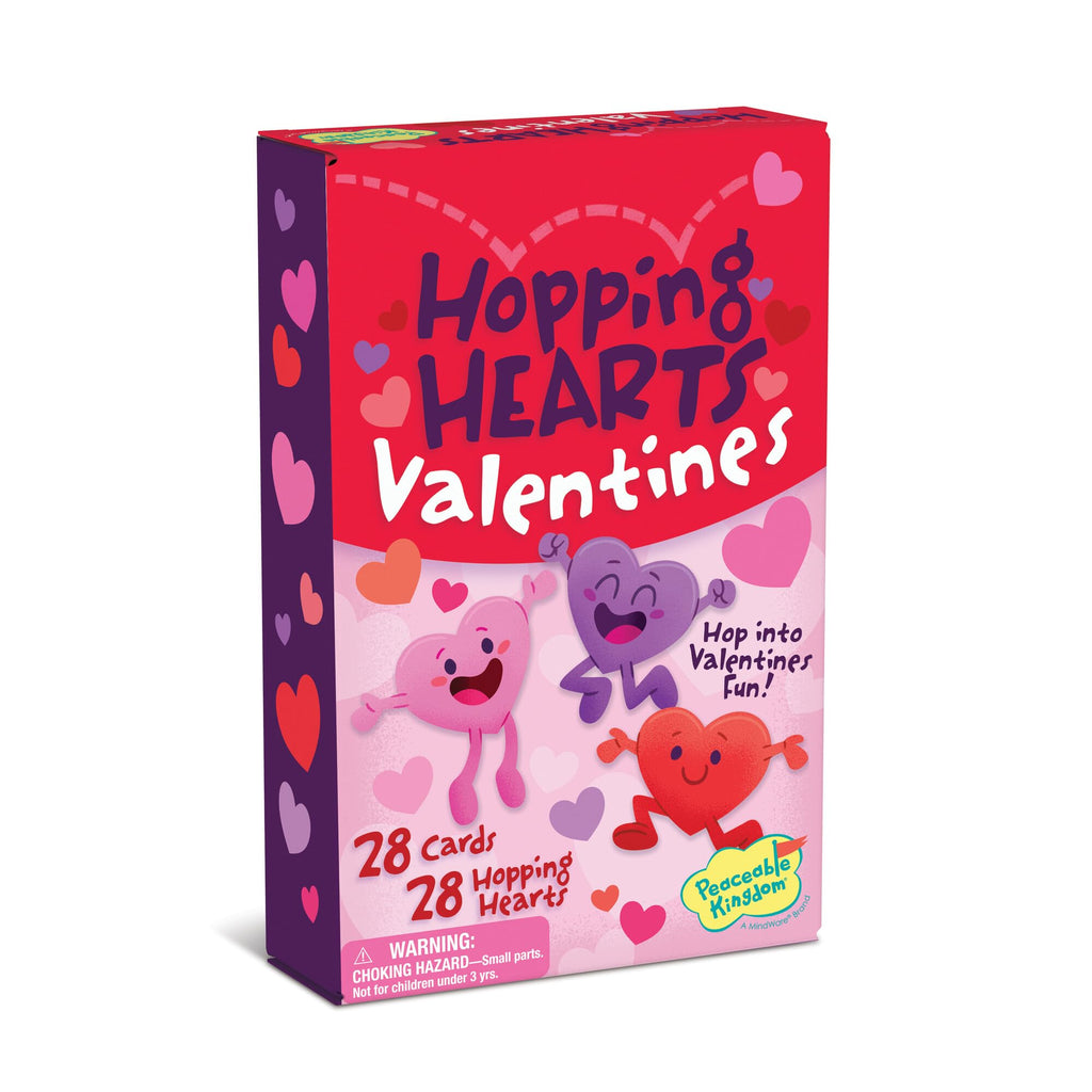 Peaceable Kingdom Valentine's Day Gift for Kids, Fun Party Favors for Classroom, Goodie Bag Stuffers - 28 Hopping Hearts Valentines