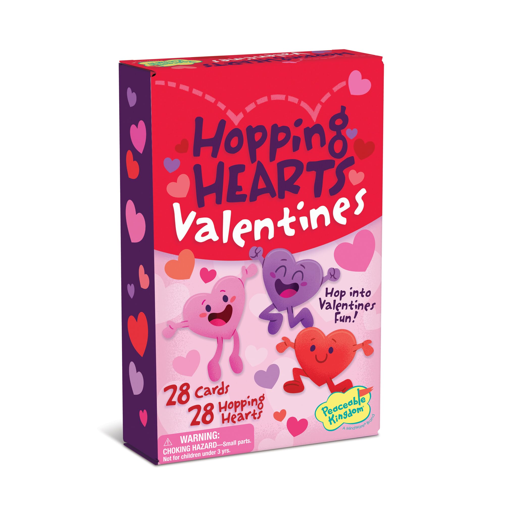 Peaceable Kingdom Valentine's Day Gift for Kids, Fun Party Favors for Classroom, Goodie Bag Stuffers - 28 Hopping Hearts Valentines