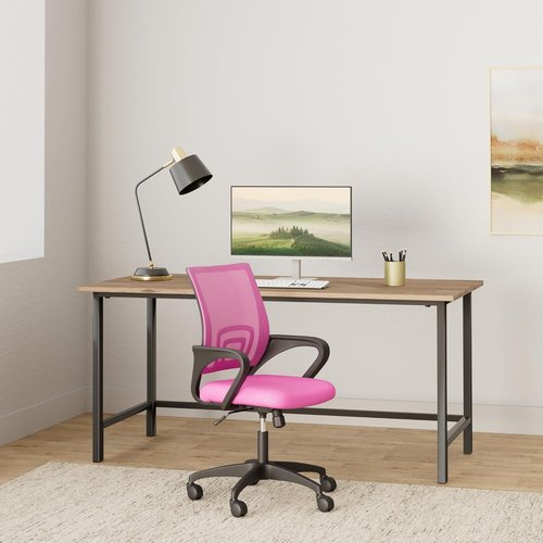 BestOffice Ergonomic Office Chair - Mid-Back Swivel Desk Chair with Breathable Backrest & Lumbar Support - Adjustable Height & Rolling Wheels - Pink - Pack of 2