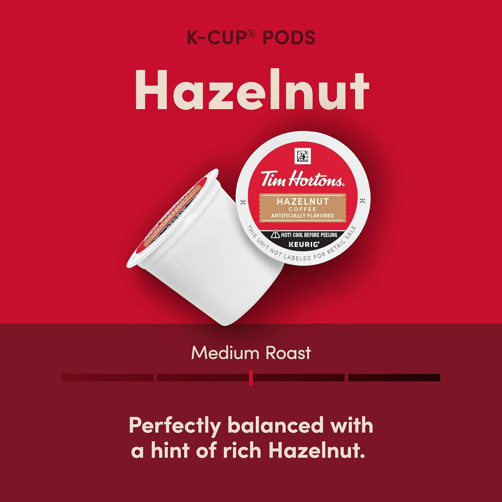 Tim Hortons Hazelnut Coffee | Medium Roast K-Cup Pods for Keurig Brewers | 12ct Red Pods