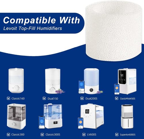 Levoit Top-Fill Humidifier Replacement Filter - 10 Filters & 2 Clean Fish for Optimal Performance
