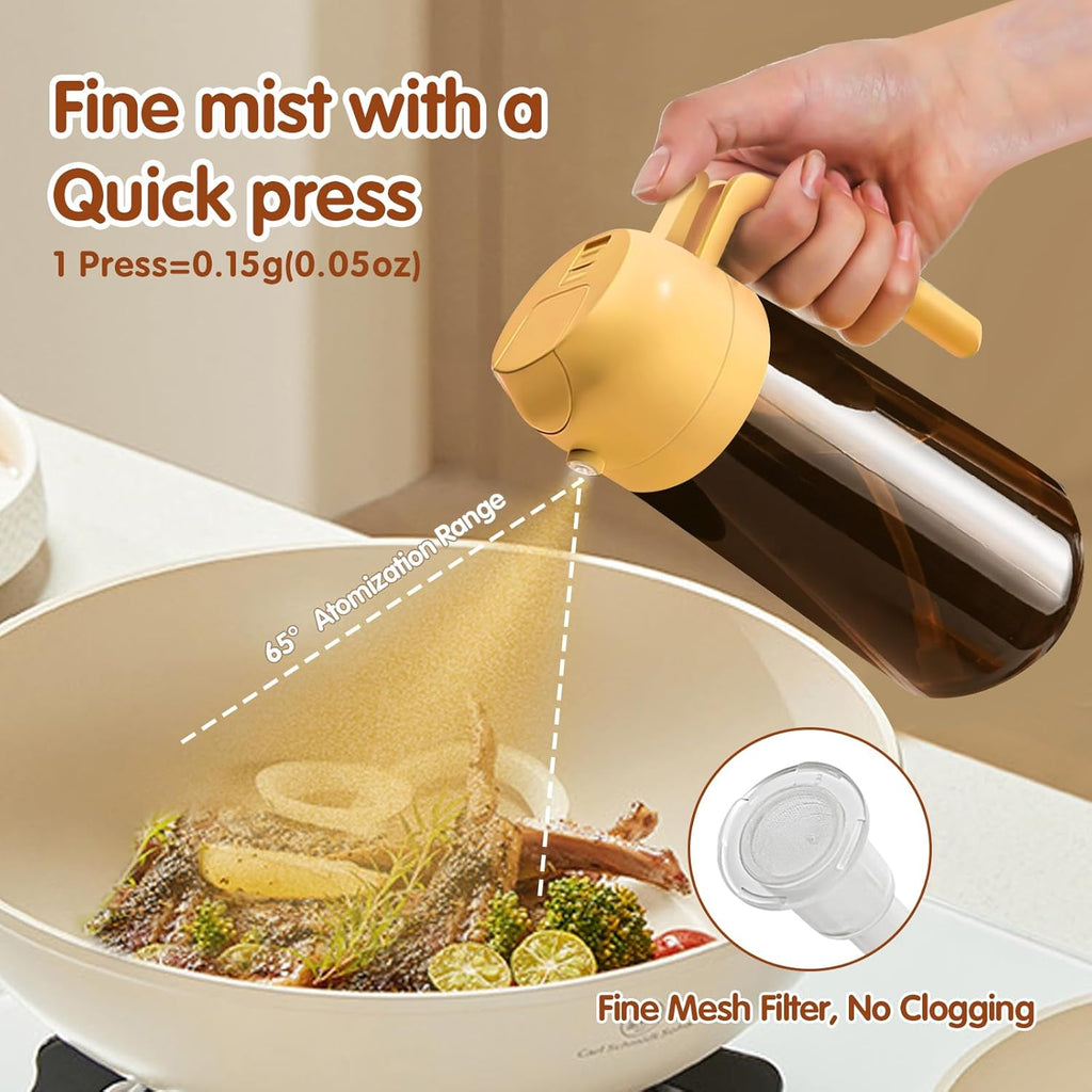 YARRAMATE Light Blocking Oil Sprayer - 16oz Food-Grade Olive Oil Dispenser Bottle | Dark Amber Glass for Cooking