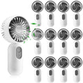 Rossesay 12 Pack Mini Portable Handheld Fan Bulk for Travel 3 Speeds, Rechargeable USB Battery Operated, Small Personal Eyelash Fans for Women Men Indoor Outdoor(White,Classic Style)