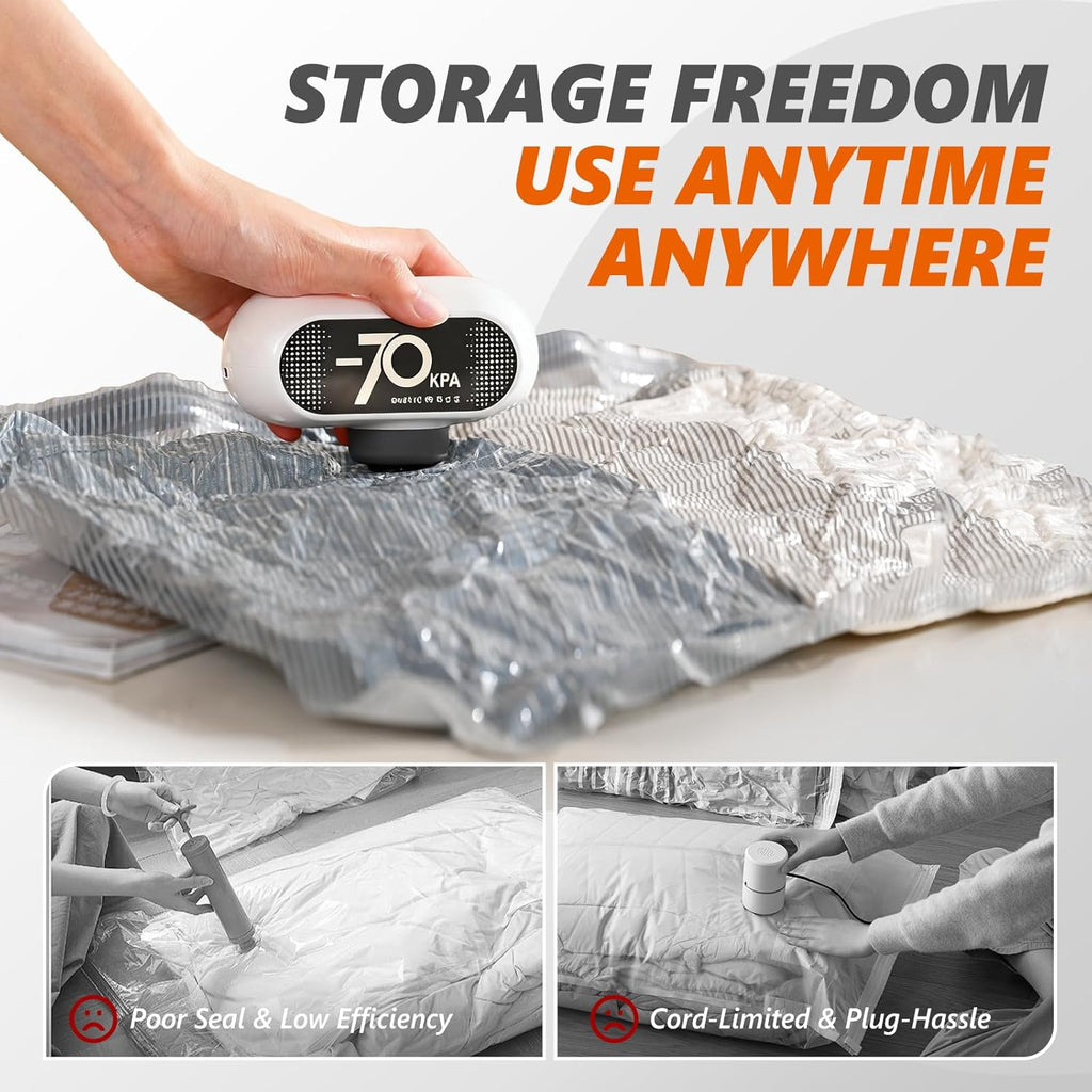Skiennix Vacuum Storage Bags - 15 Pack with Electric Pump | Premium Tear-Resistant, Space-Saving Travel Essentials