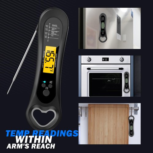 Meat Thermometer Digital - Instant Read Cooking Thermometer with Backlight & Calibration | Perfect for BBQ, Turkey, Candy