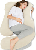 HIPHOP PANDA U-Shaped Pregnancy Pillow - Full Body Maternity Support for Comfort & Relief | 57 Inch, Ivory