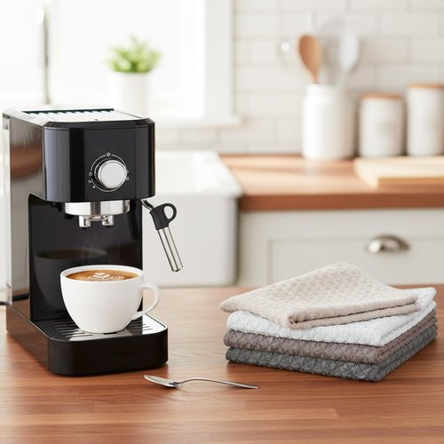 Lusofie 4 Pcs Barista Towels Barista Microfiber Cloths Professional Cleaning Towels Coffee Machine Accessories for Steam Wands, Countertops and Milk Frothers, Coffee Bar Essentials(12”x12”)