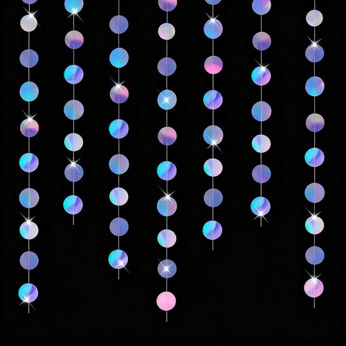 GREATRIL Iridescent Party Dots Garland - Round Shape Decorative Strings for Birthdays & Anniversaries - 4 Pack