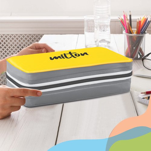 MILTON New Mini Lunch Insulated Tiffin with 2 Containers, 280 ml Each, Yellow