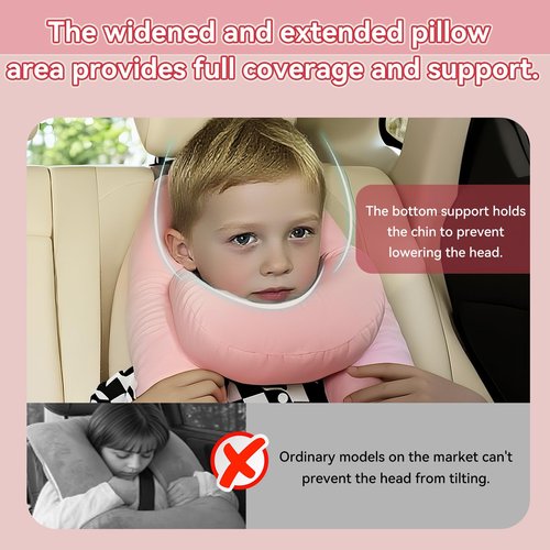 Longhuo Travel Pillow,Car Pillow Kids Car Seat Pillow U Shaped Pillow for Travel Skin-Friendly Material The Sleeping Aid for Adults and Kids on Road Trips (Pink)