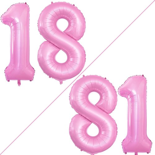 GOER 42-Inch Jumbo Number 18 Balloons - Sweet 18 Birthday Party Decorations in Light Pink